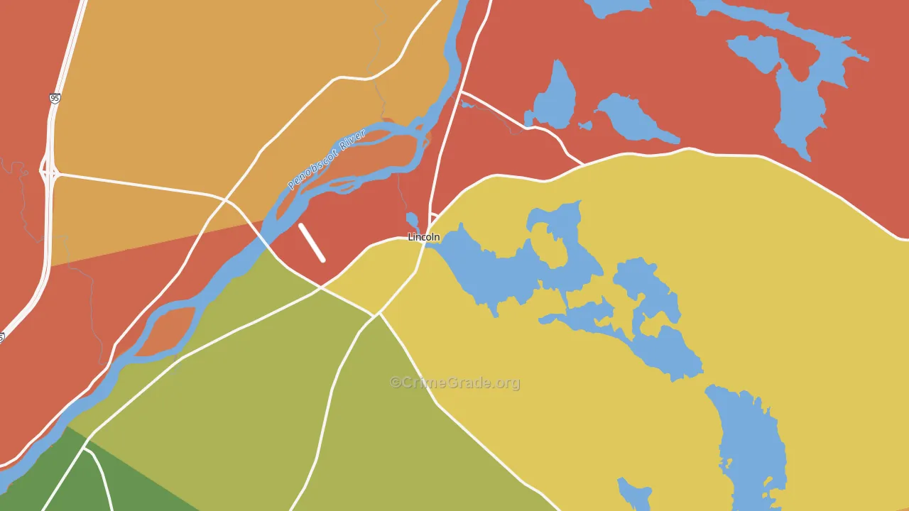 Lincoln, ME Map of Drug-Related Crime Rates