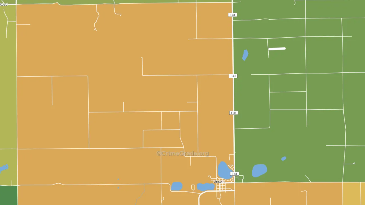 Lincoln, MI Map of Drug-Related Crime Rates