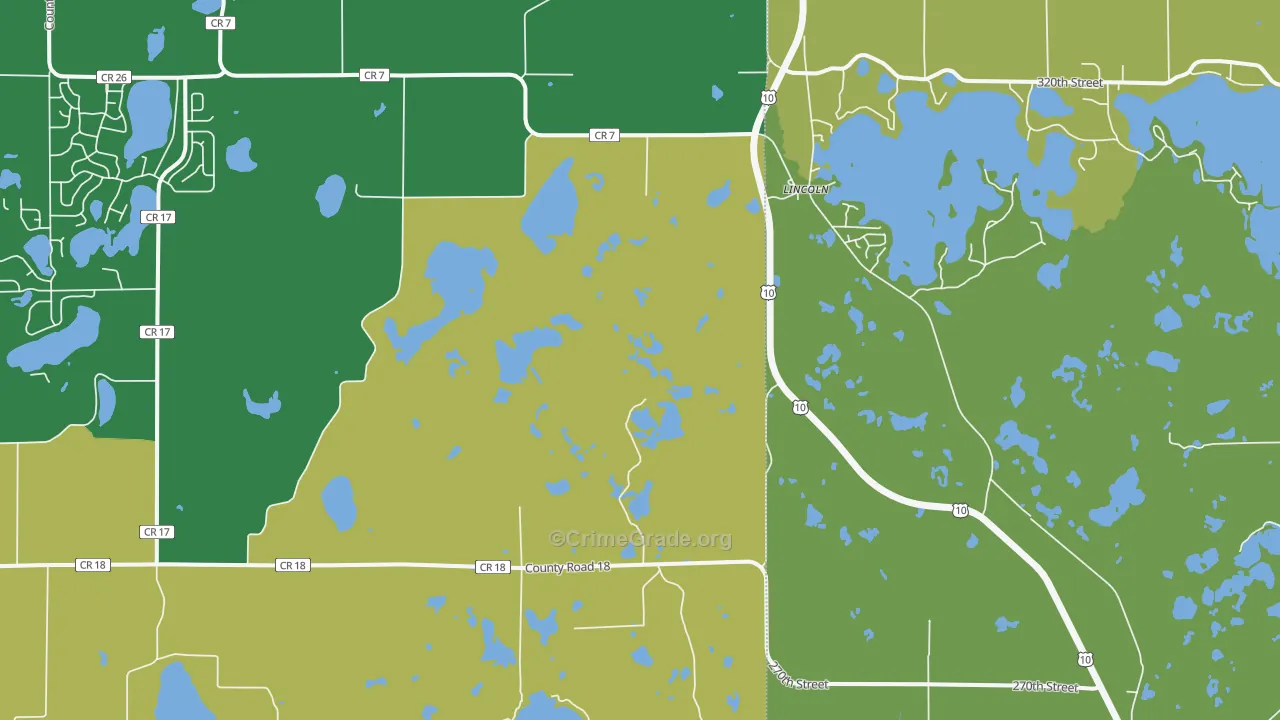 Lincoln, MN Map of Drug-Related Crime Rates