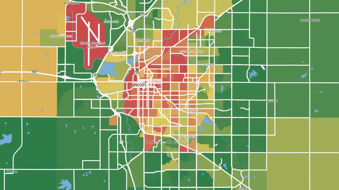 Lincoln, NE Map of Drug-Related Crime Rates