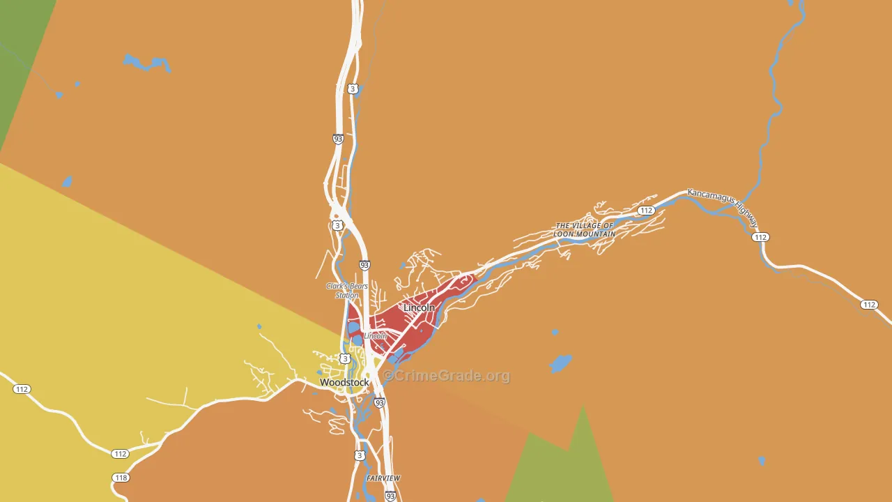 Lincoln, NH Map of Drug-Related Crime Rates