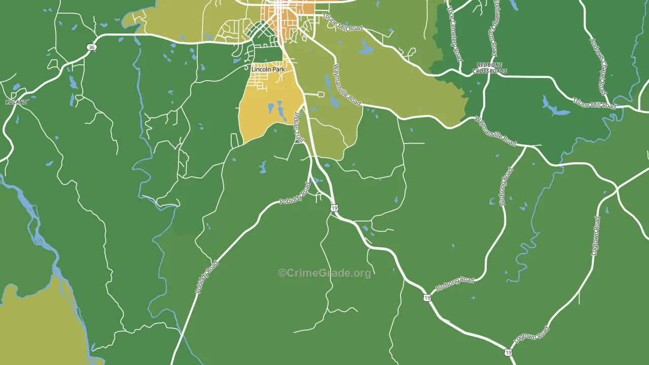 Lincoln Park, GA Map of Drug-Related Crime Rates