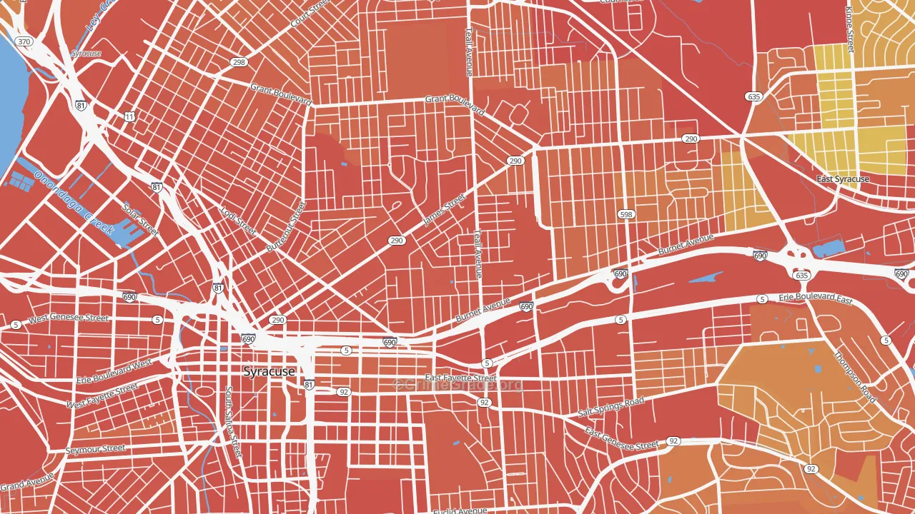 Lincoln Park-Syracuse, Syracuse, NY Map of Drug-Related Crime Rates