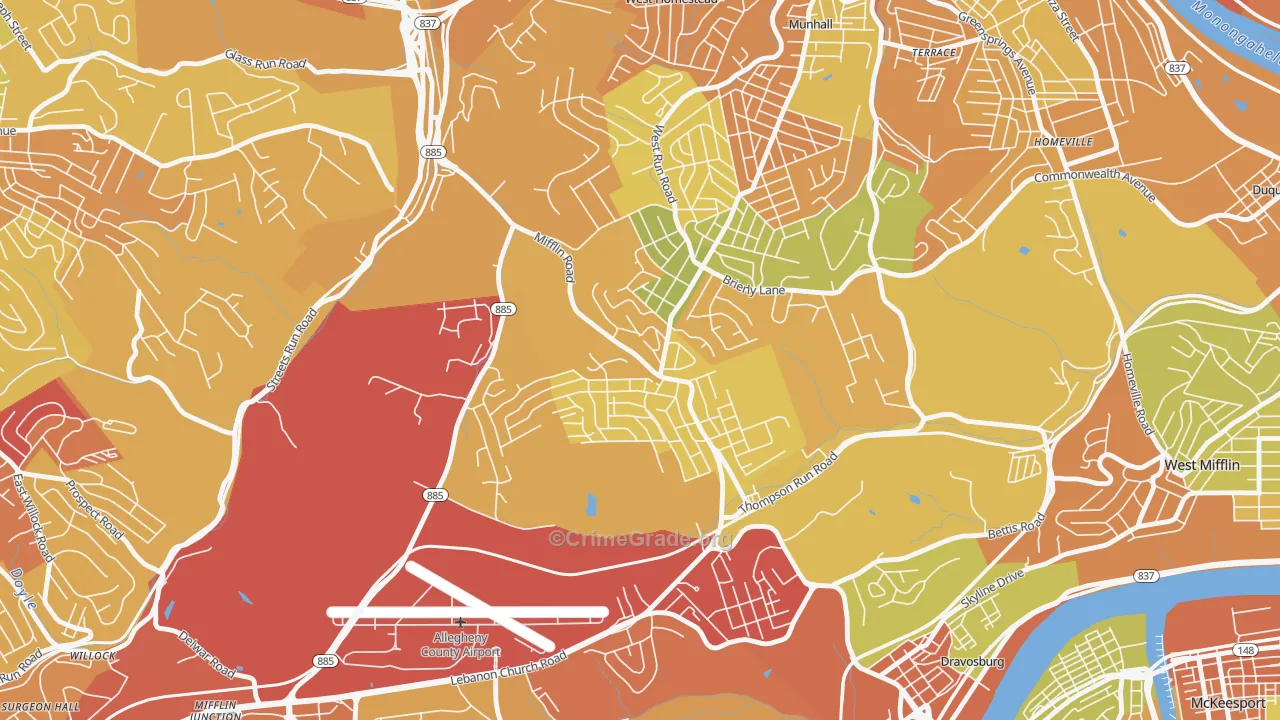 Lincoln Place, Pittsburgh, PA Map of Drug-Related Crime Rates