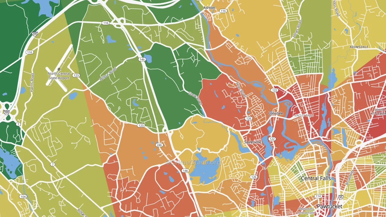 Lincoln, RI Map of Drug-Related Crime Rates