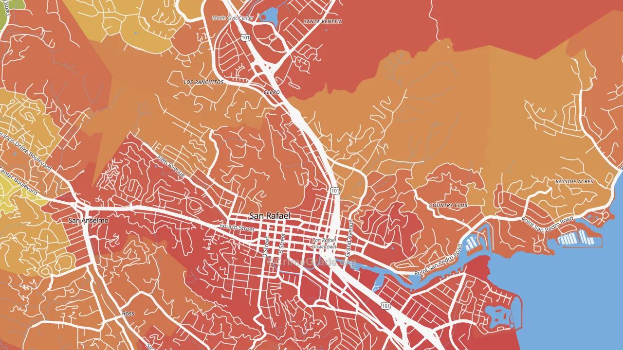 Lincoln, San Rafael, CA Map of Drug-Related Crime Rates