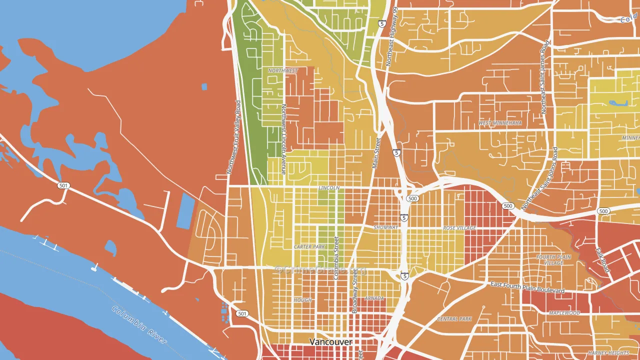 Lincoln, Vancouver, WA Map of Drug-Related Crime Rates