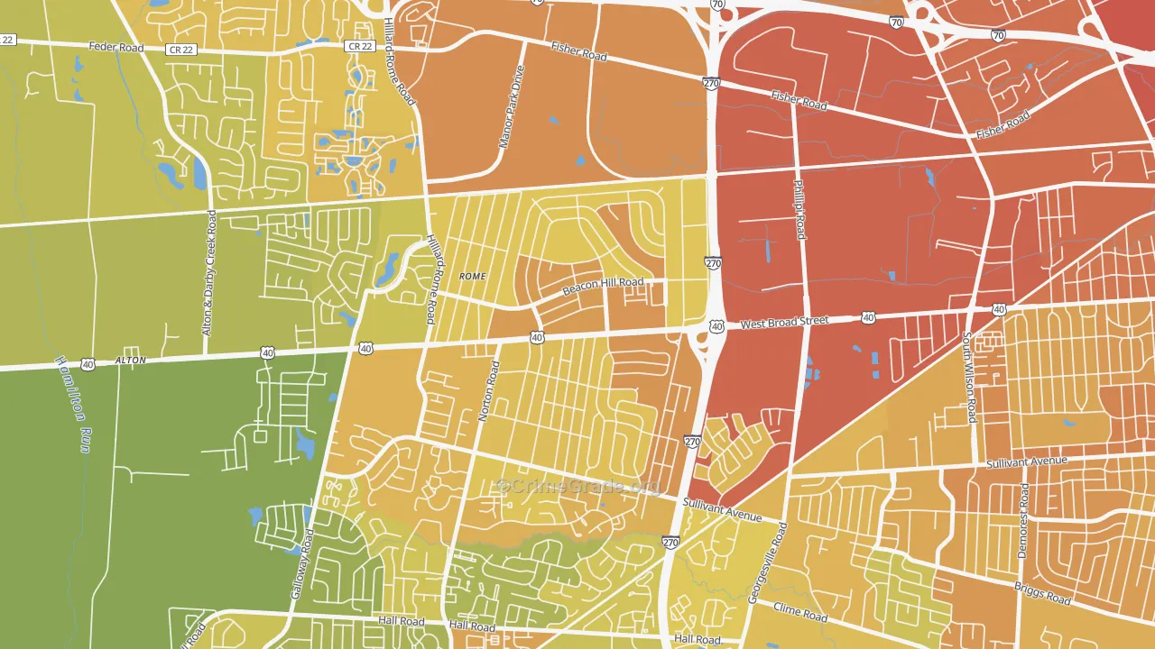 Lincoln Village, OH Map of Drug-Related Crime Rates
