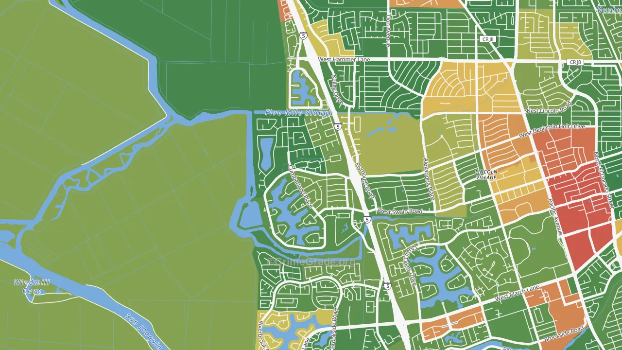 Lincoln Village West, Stockton, CA Map of Drug-Related Crime Rates