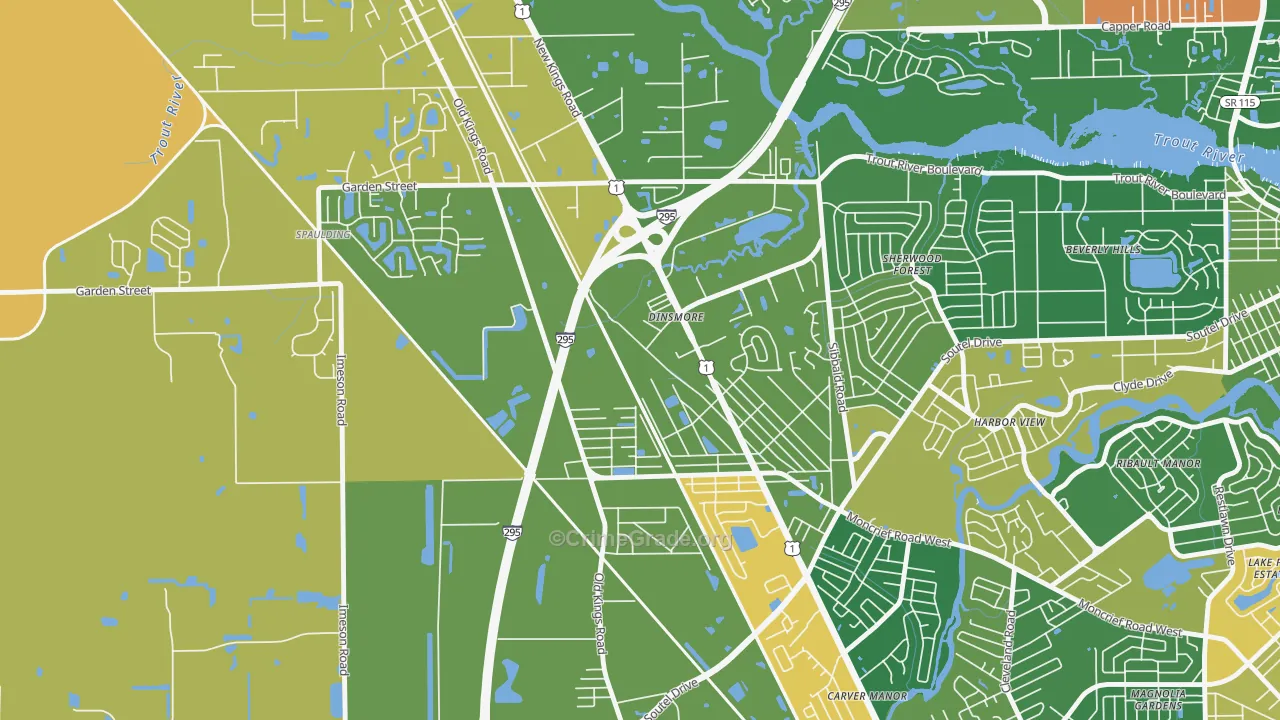 Lincoln Villas, Jacksonville, FL Map of Drug-Related Crime Rates