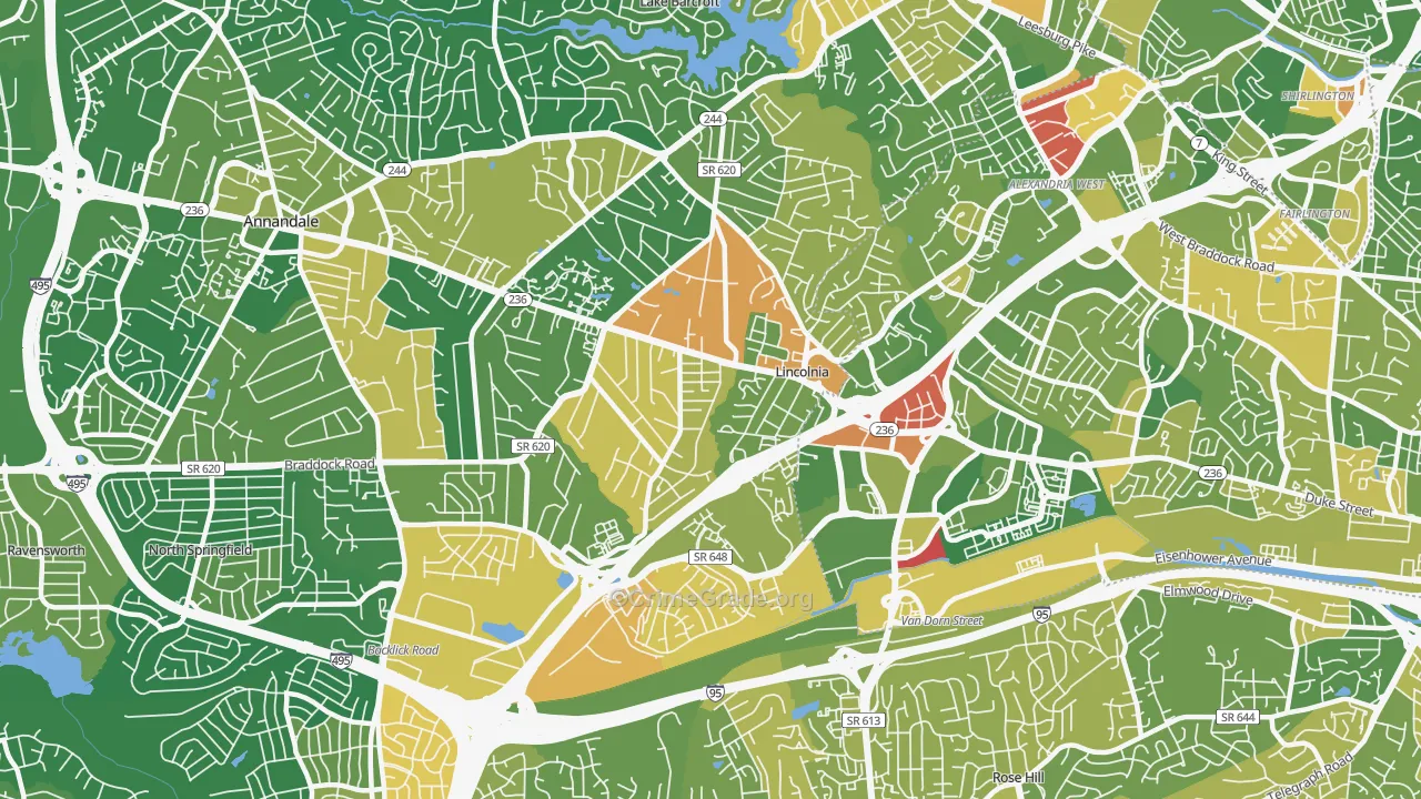 Lincolnia, VA Map of Drug-Related Crime Rates