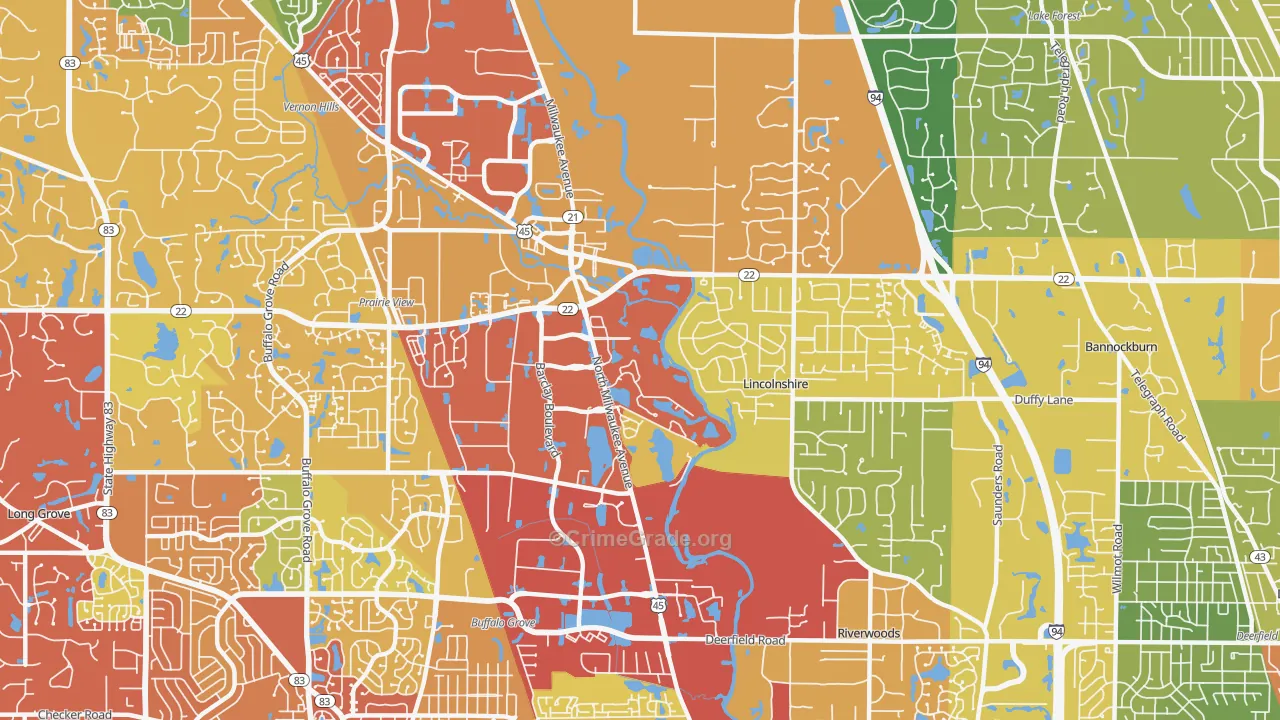 Lincolnshire, IL Map of Drug-Related Crime Rates