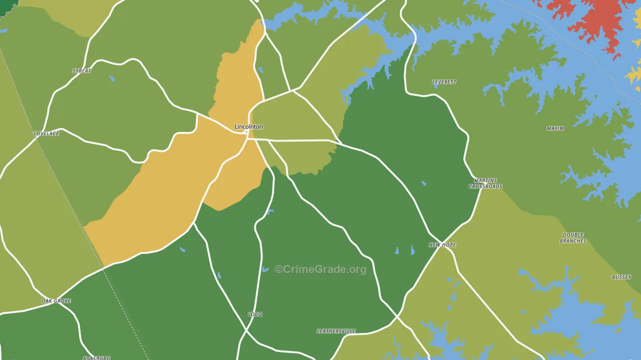 Lincolnton, GA Map of Drug-Related Crime Rates