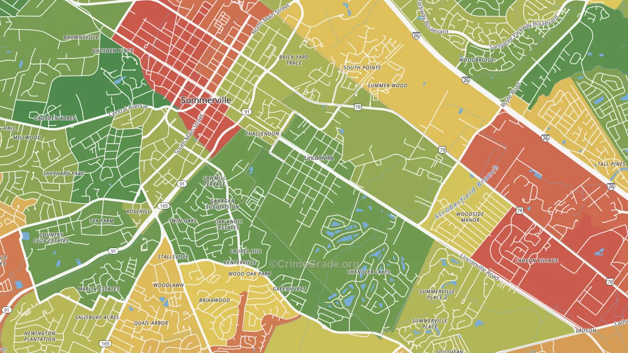 Lincolnville, SC Map of Drug-Related Crime Rates