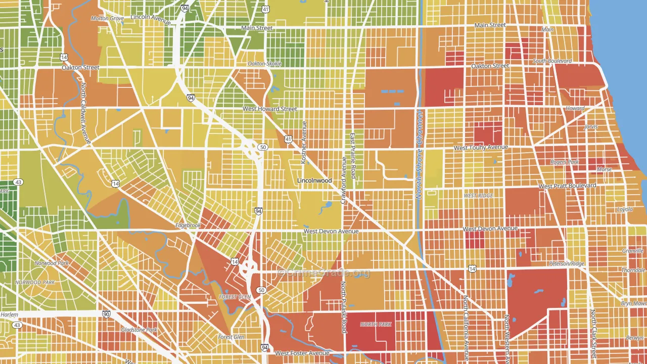Lincolnwood, IL Map of Drug-Related Crime Rates