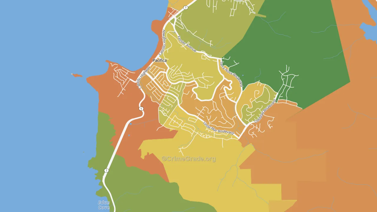 Linda Mar, Pacifica, CA Map of Drug-Related Crime Rates