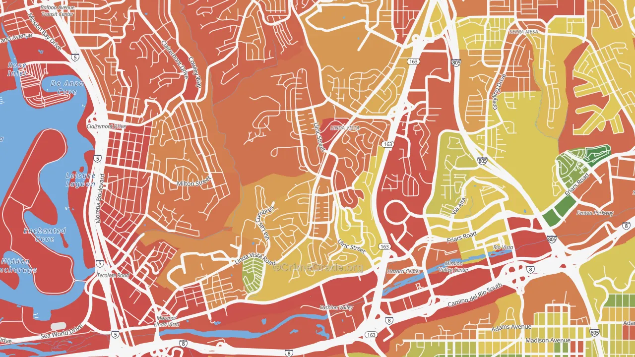 Linda Vista, San Diego, CA Map of Drug-Related Crime Rates