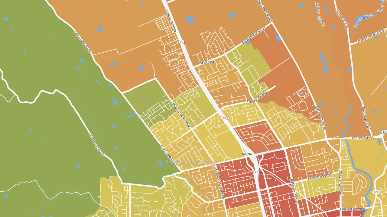 Linda Vista-San Francisco, Napa, CA Map of Drug-Related Crime Rates
