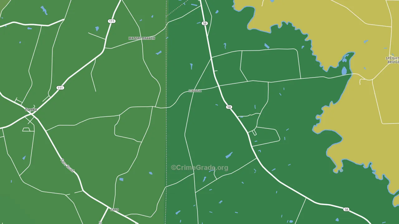 Lindell, NC Map of Drug-Related Crime Rates