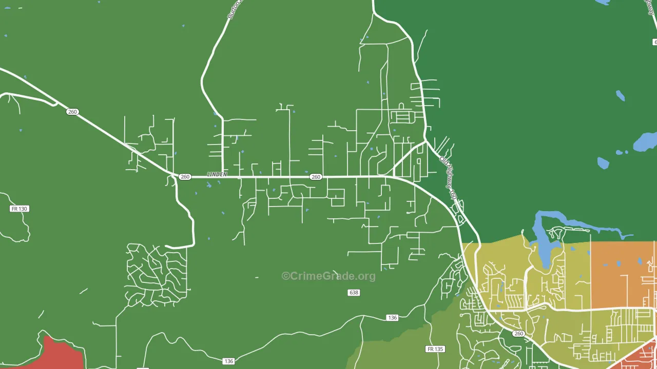 Linden, AZ Map of Drug-Related Crime Rates