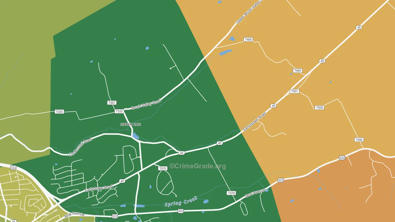 Linden Hall, PA Map of Drug-Related Crime Rates