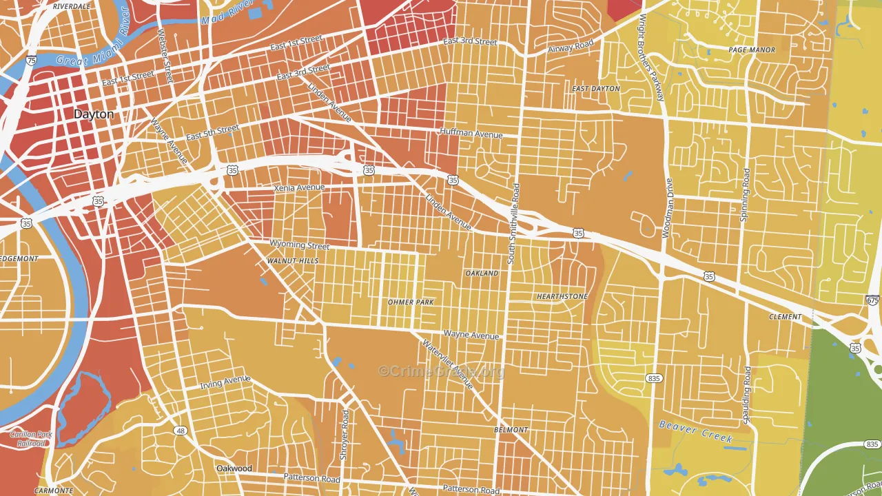 Linden Heights, Dayton, OH Map of Drug-Related Crime Rates