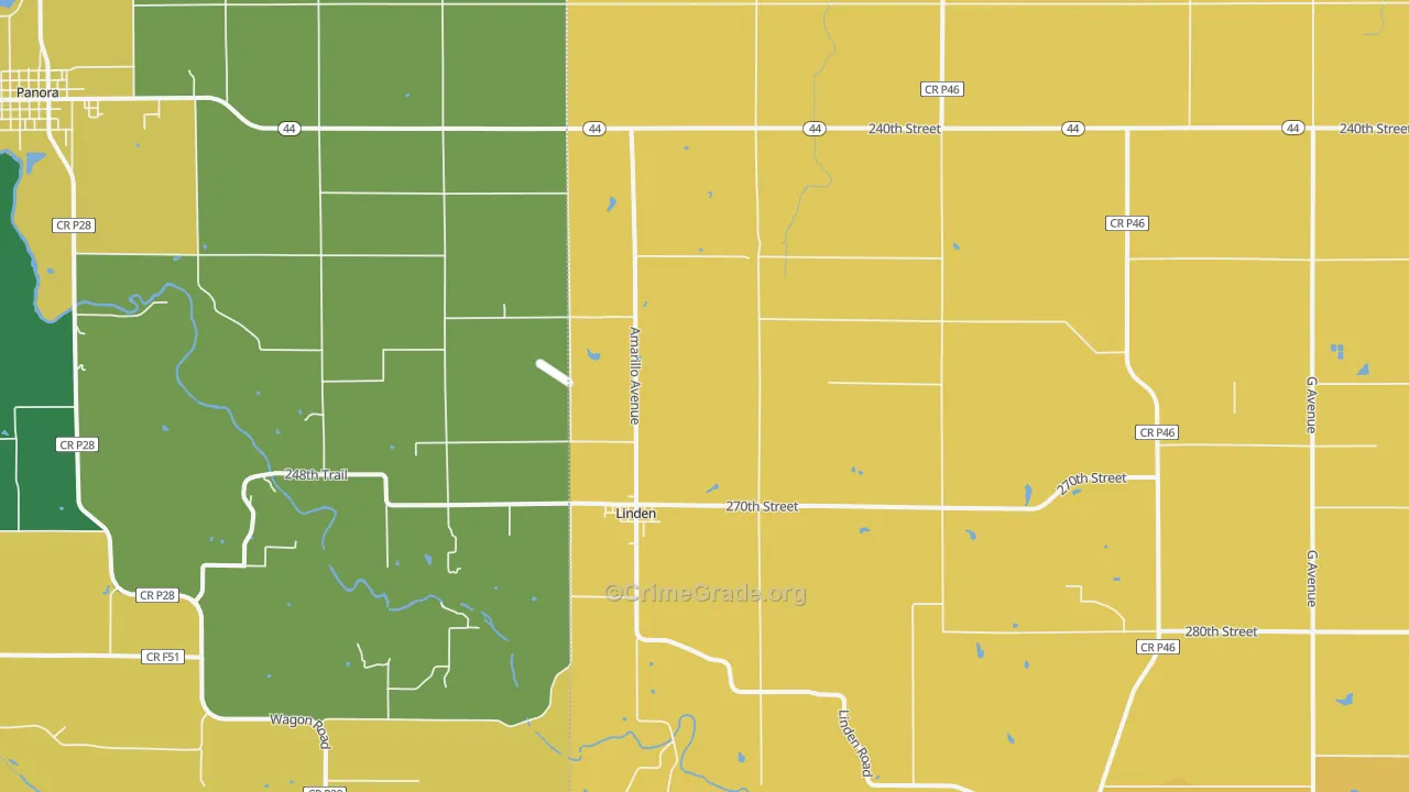 Linden, IA Map of Drug-Related Crime Rates