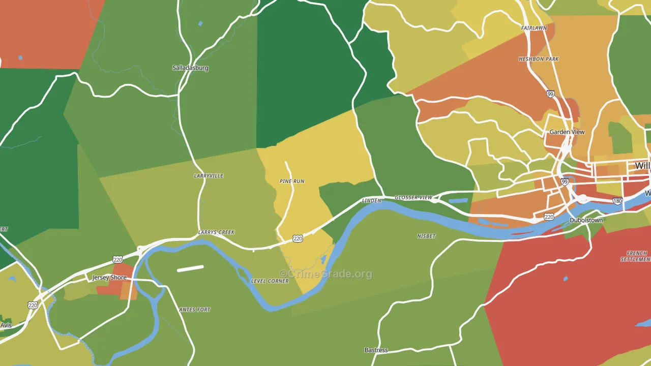 Linden, PA Map of Drug-Related Crime Rates