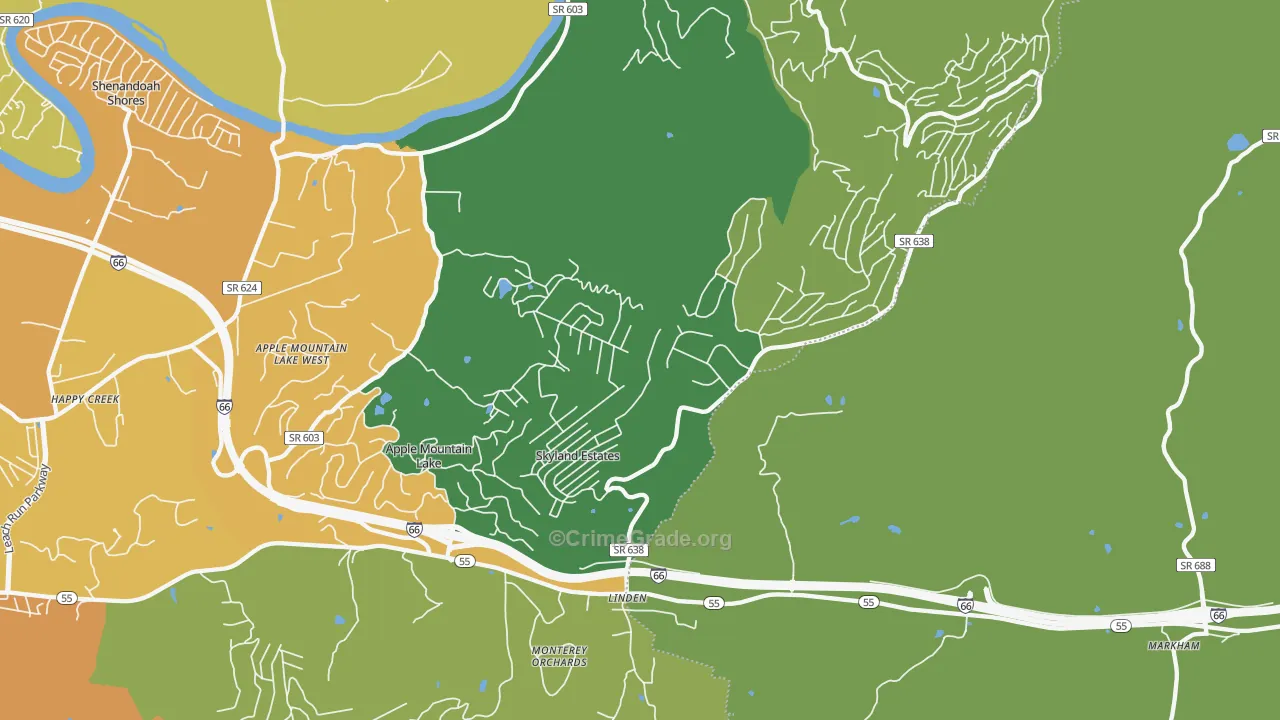 Linden, VA Map of Drug-Related Crime Rates