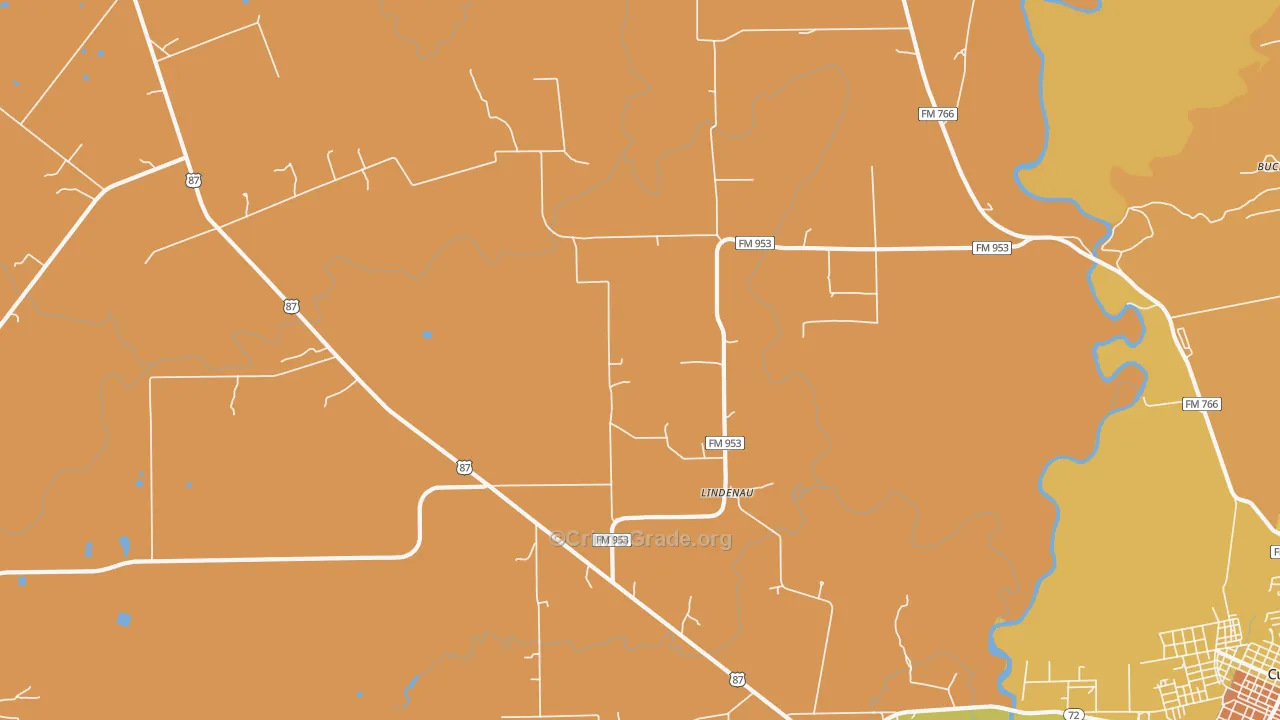 Lindenau, TX Map of Drug-Related Crime Rates