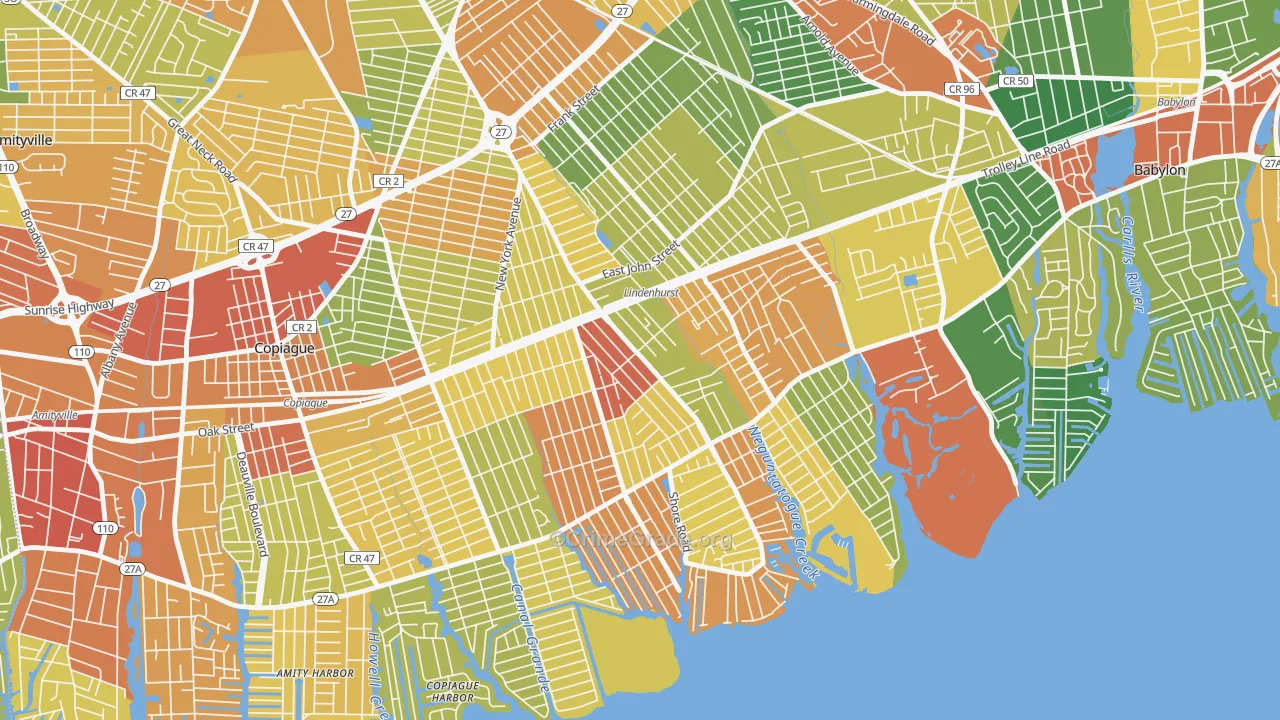 Lindenhurst, NY Map of Drug-Related Crime Rates