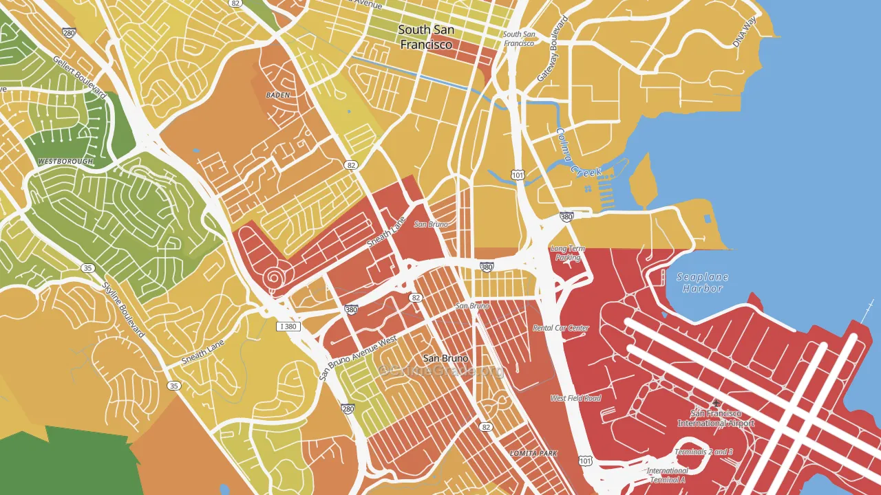 Lindenville, South San Francisco, CA Map of Drug-Related Crime Rates