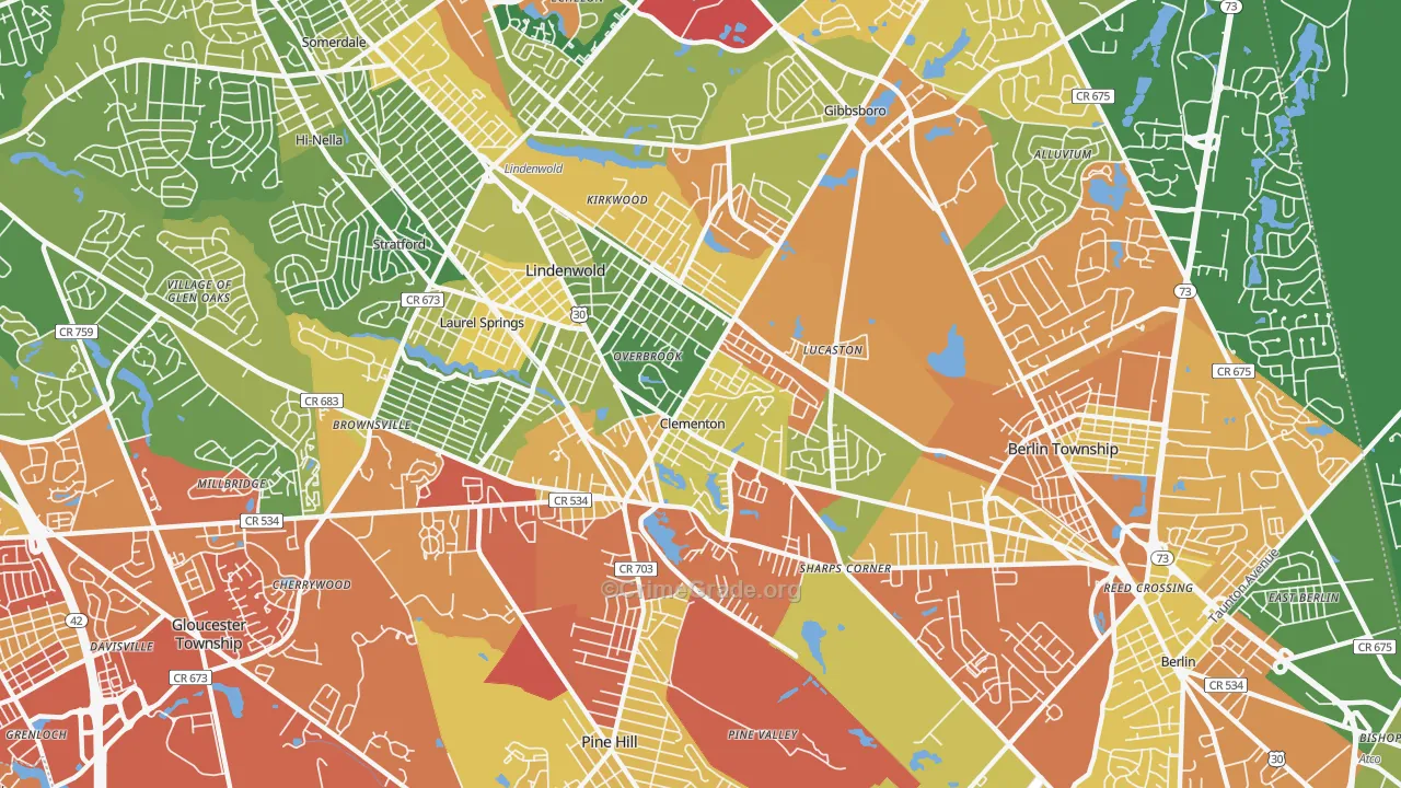 Lindenwold, NJ Map of Drug-Related Crime Rates