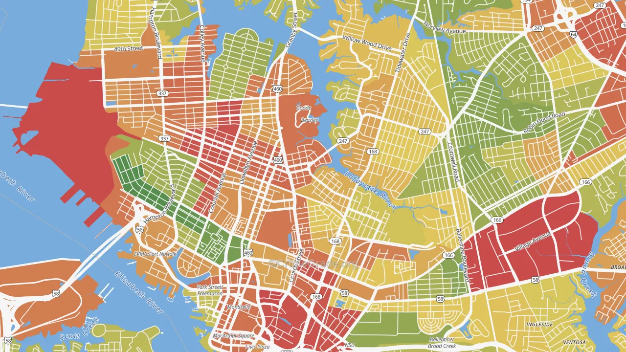 Lindenwood, Norfolk, VA Map of Drug-Related Crime Rates
