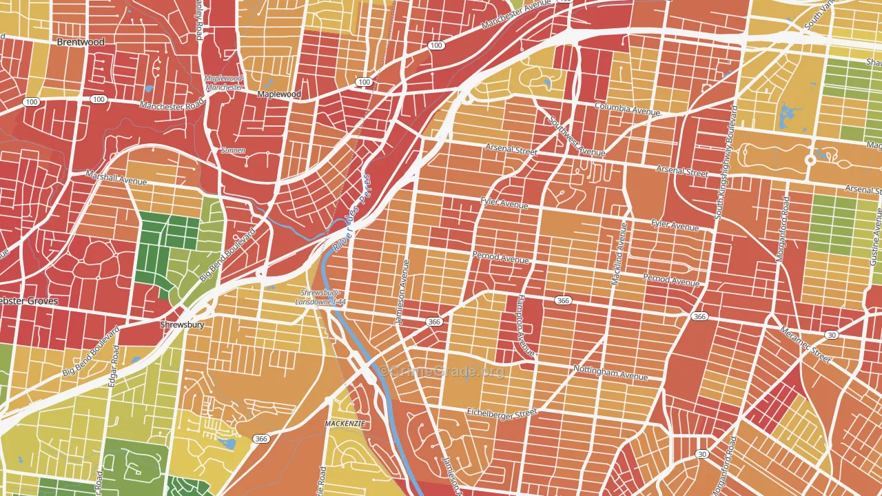 Lindenwood Park, St. Louis, MO Map of Drug-Related Crime Rates