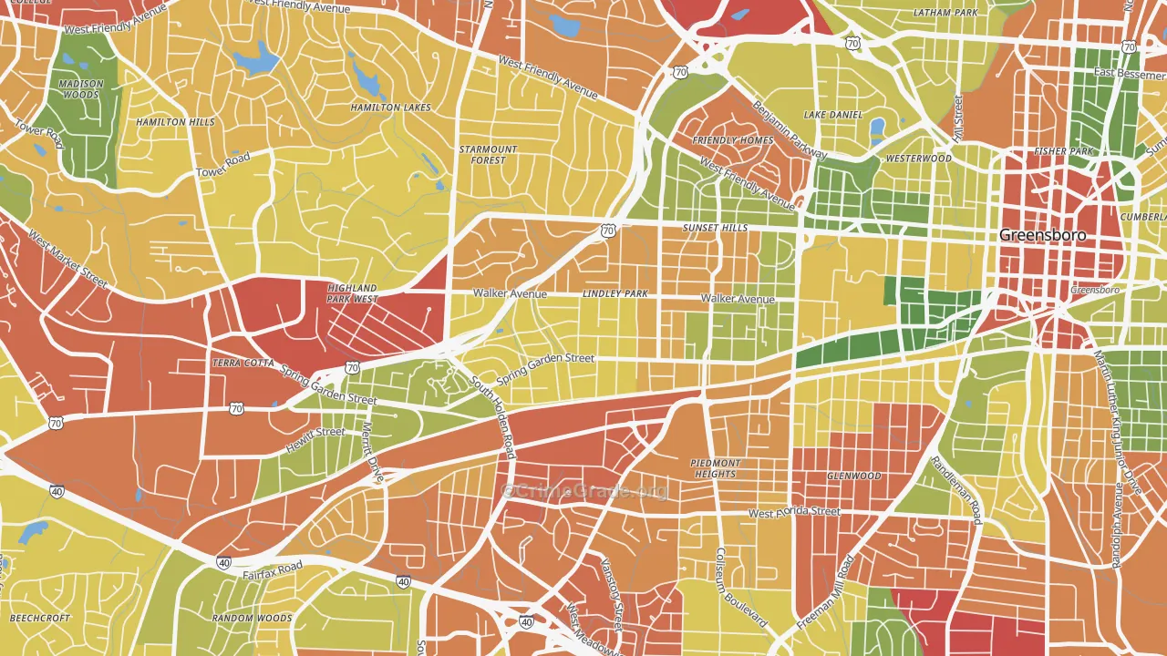 Lindley Park, Greensboro, NC Map of Drug-Related Crime Rates