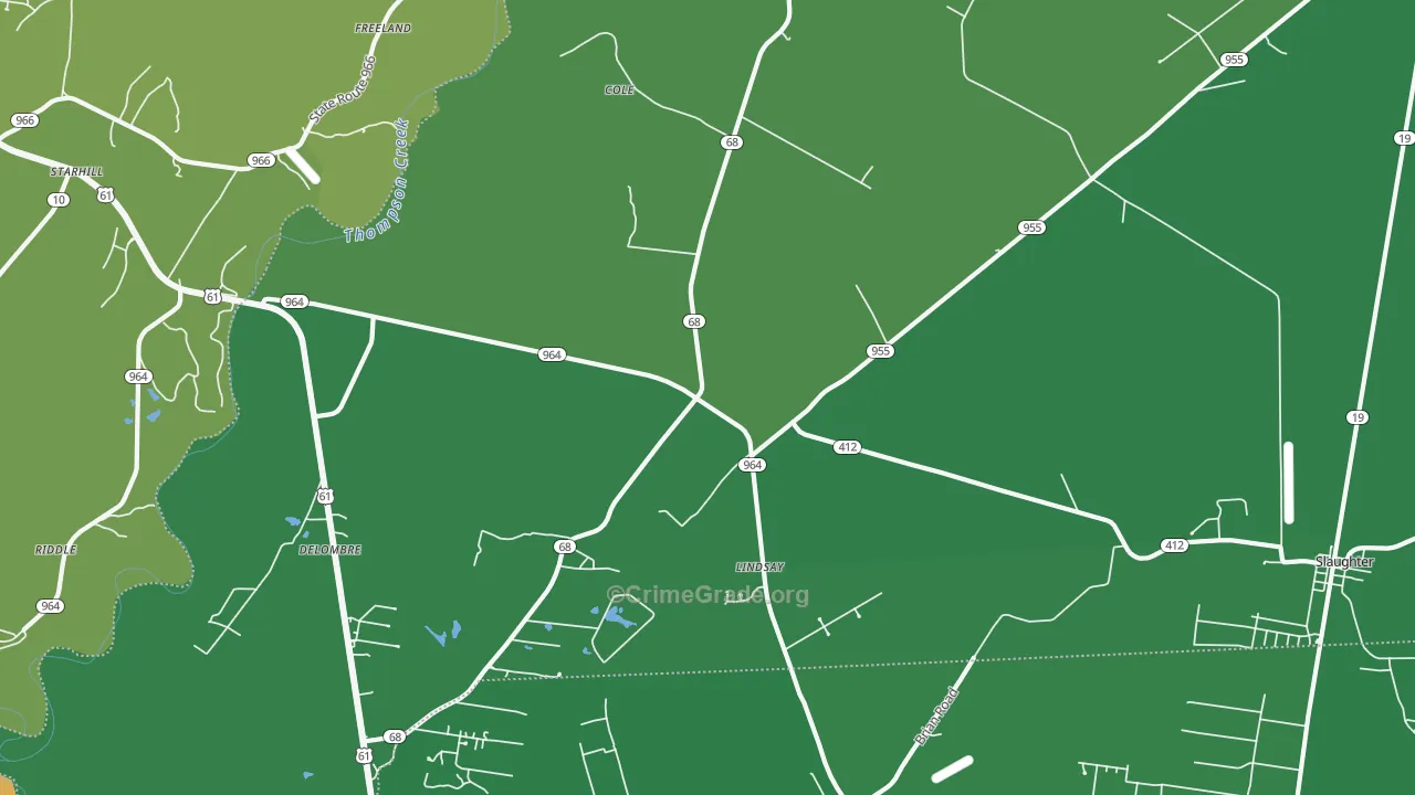 Lindsay, LA Map of Drug-Related Crime Rates