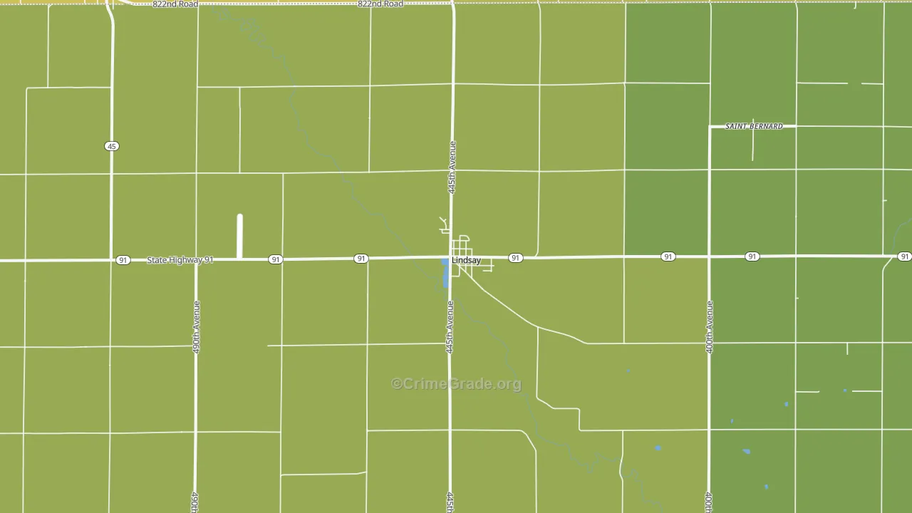 Lindsay, NE Map of Drug-Related Crime Rates