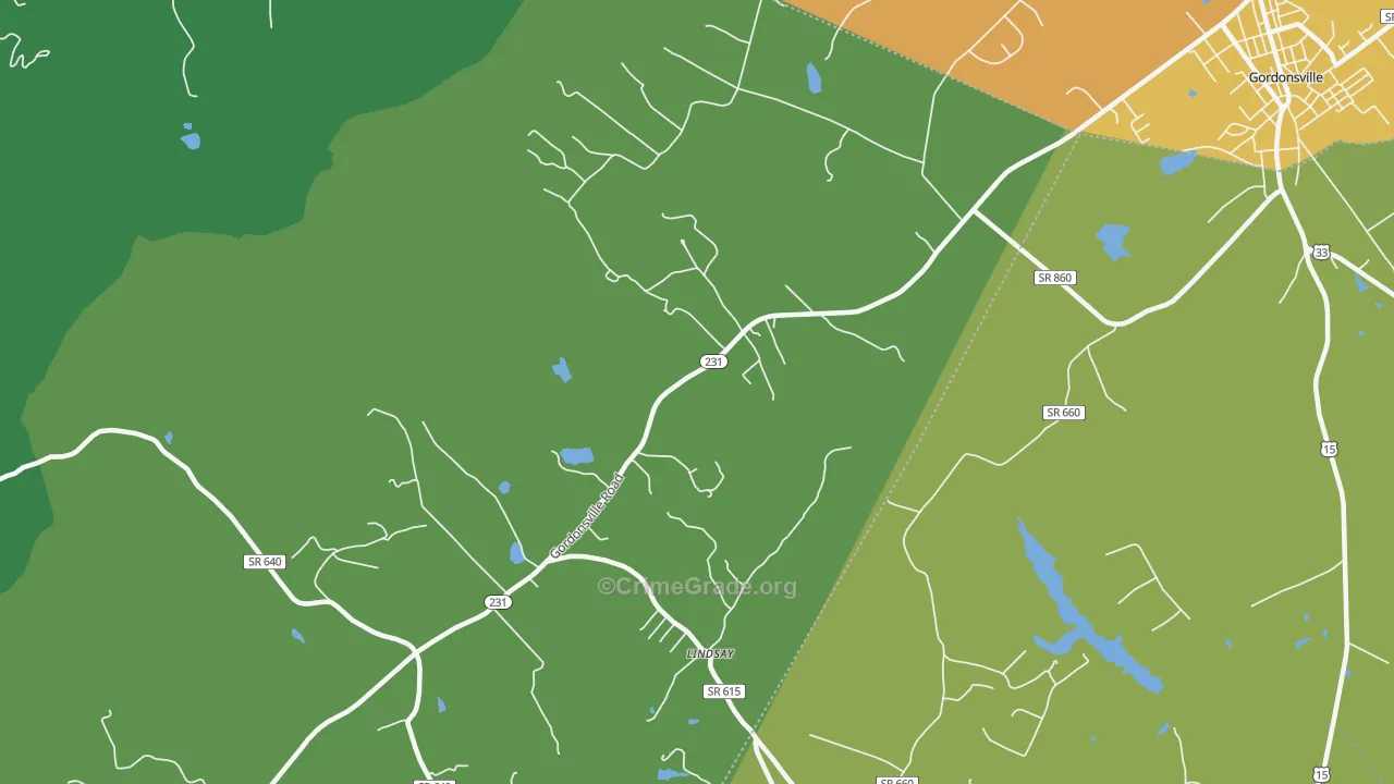 Lindsay, VA Map of Drug-Related Crime Rates