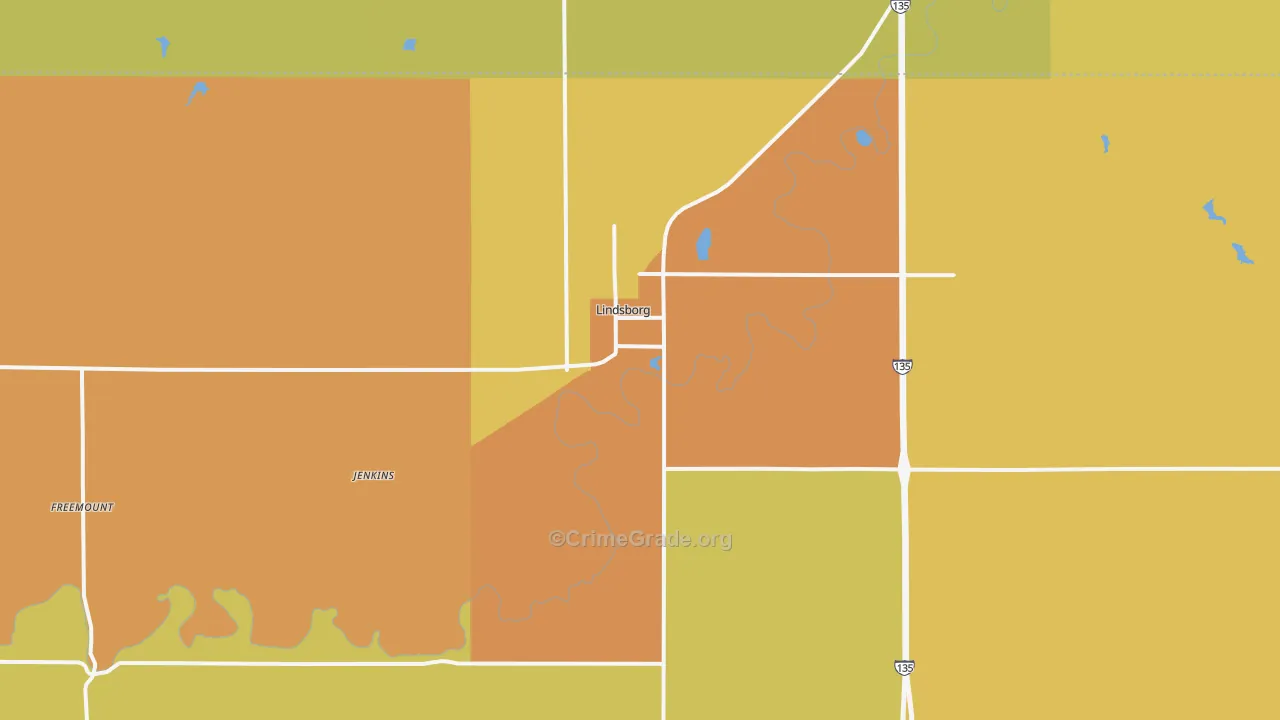 Lindsborg, KS Map of Drug-Related Crime Rates