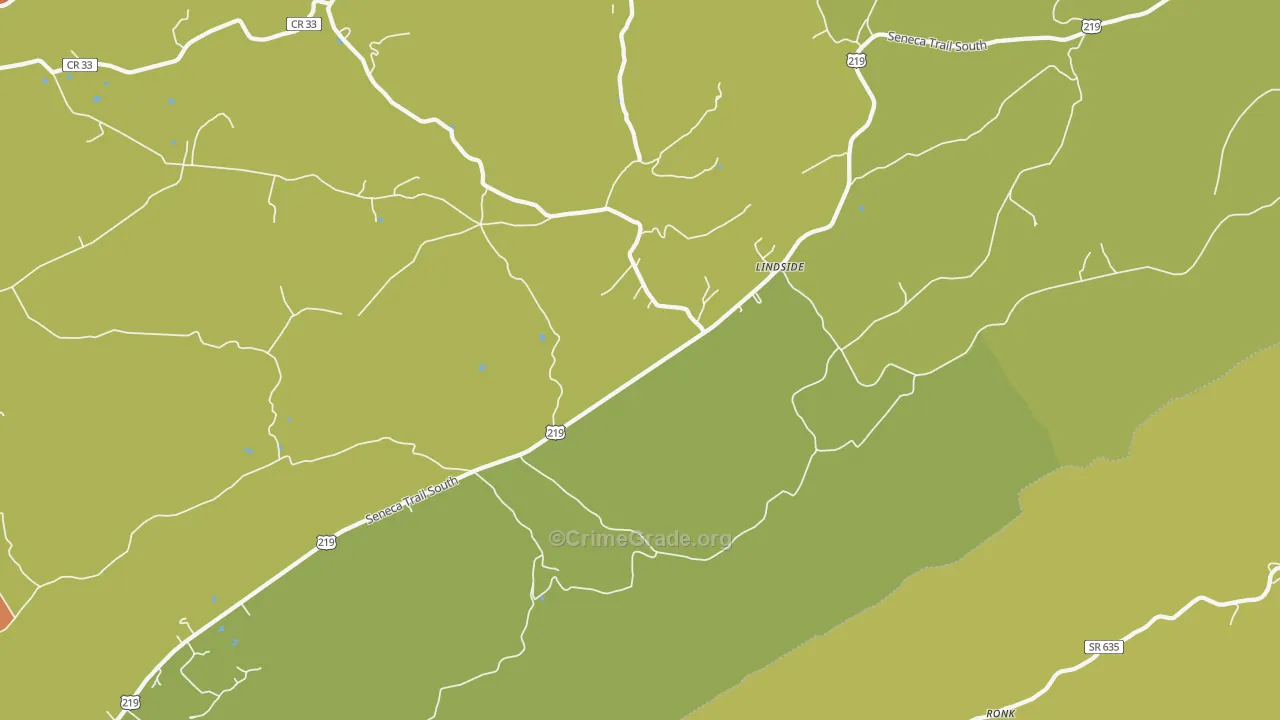 Lindside, WV Map of Drug-Related Crime Rates