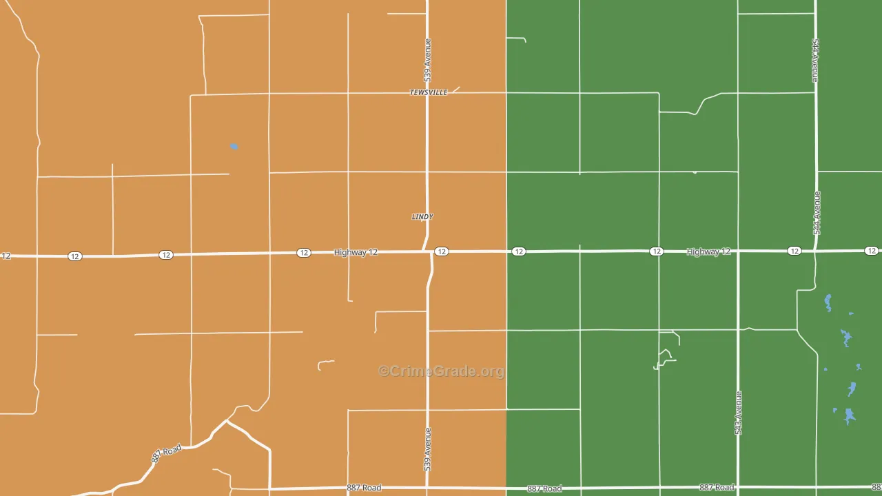Lindy, NE Map of Drug-Related Crime Rates