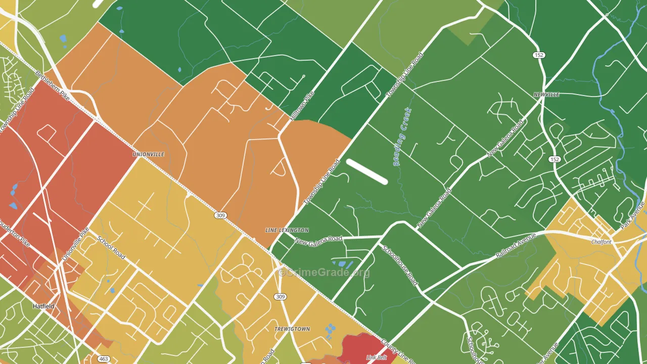 Line Lexington, PA Map of Drug-Related Crime Rates