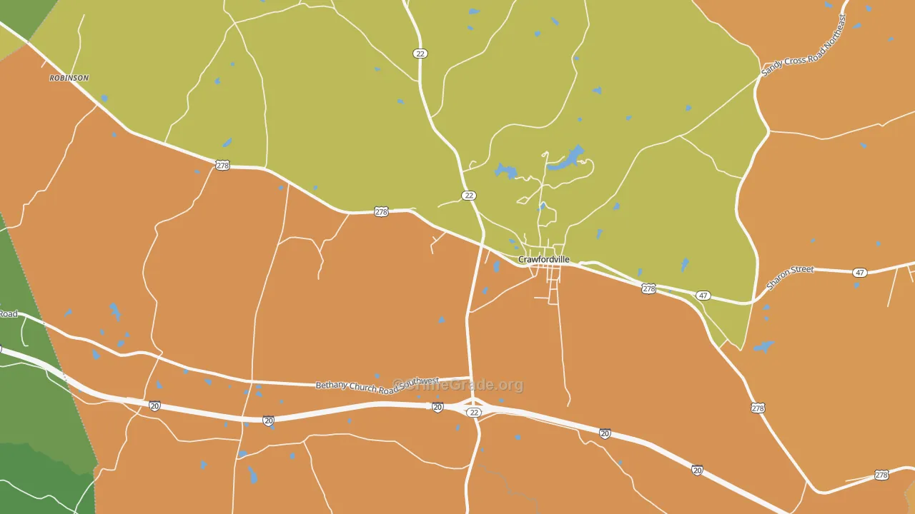 Linesville, GA Map of Drug-Related Crime Rates