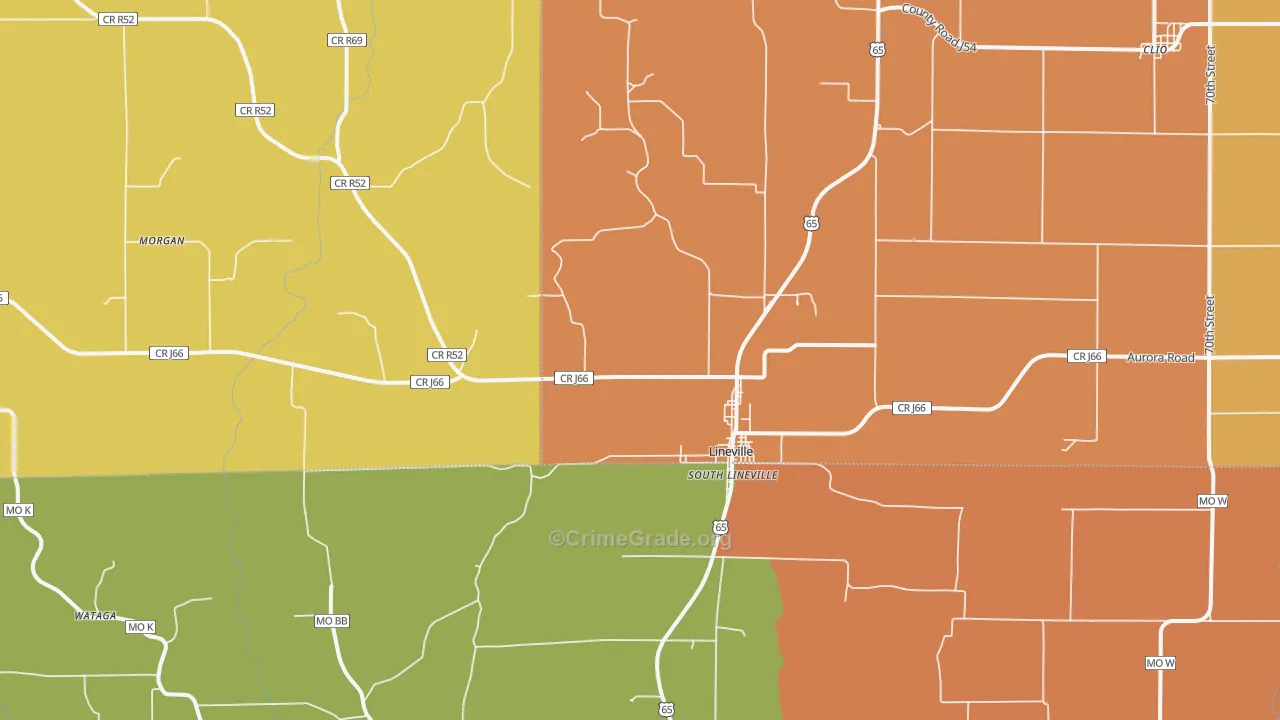 Lineville, IA Map of Drug-Related Crime Rates