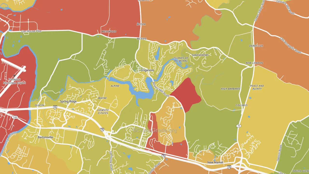 Linganore, MD Map of Drug-Related Crime Rates