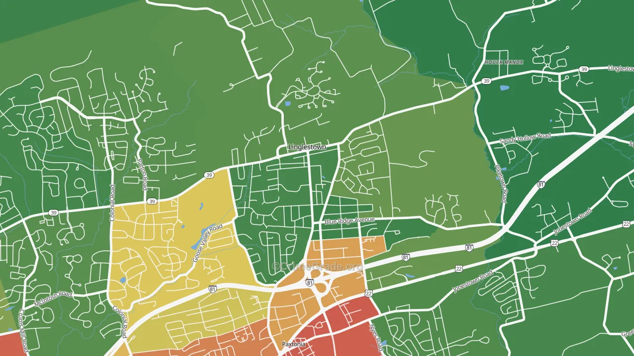 Linglestown, PA Map of Drug-Related Crime Rates
