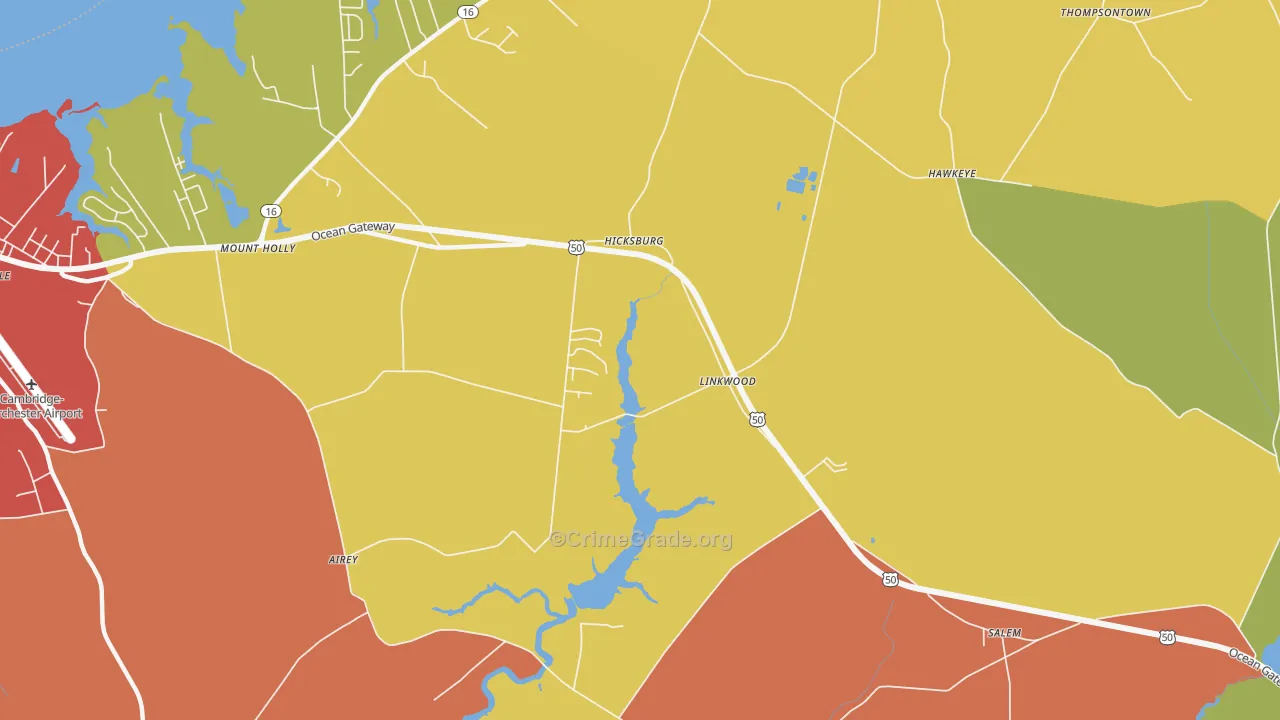 Linkwood, MD Map of Drug-Related Crime Rates