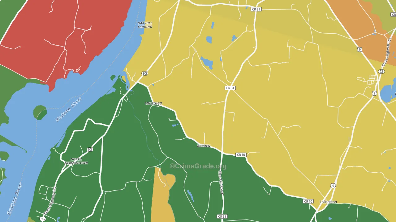 Linlithgo, NY Map of Drug-Related Crime Rates