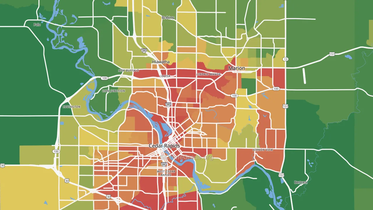 Linn County, IA Map of Drug-Related Crime Rates